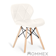Стул Hommex Romen White (арт. H-145 White MR) – обивка белая экокожа / ножки деревянные (коробок-1 шт.)