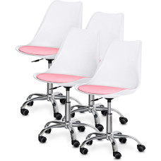Комплект (4шт) кресло Evo-Kids Capri White / Pink (арт H-231 W/PN -Х4) - пластик белый / подушка розовая (коробок-2 шт.)