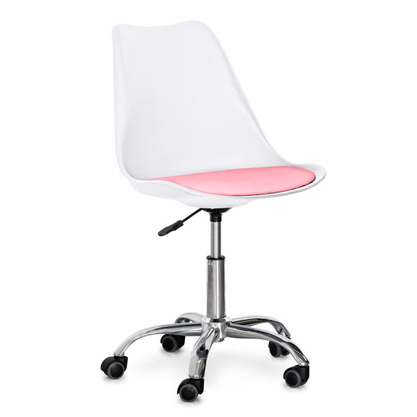 Кресло Hommex Kantri White / Pink (арт. H-231 W/PN MR) - пластик белый / подушка розовая (коробок-1 шт.)