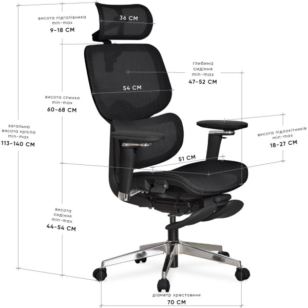 Кресло Mealux D2 Air Plus Black (арт. HF-D2 Plus M/B) - спинка сетка / сиденье сетка / цвет черный (коробок-1 шт.)
