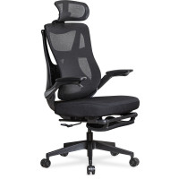 Офісне крісло Mealux HF-G20 Black (арт. HF-G20 F/B) - спинка сітка / сидіння тканина / колір чорний (коробок 1 шт.)