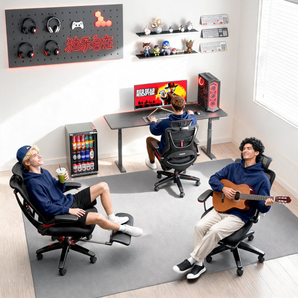 Офісне крісло Mealux HF-G30 Black Red (арт. HF-G30 F/RB) -спинка сітка / сидіння тканина / колір чорний з червоним (коробок 1 шт.)