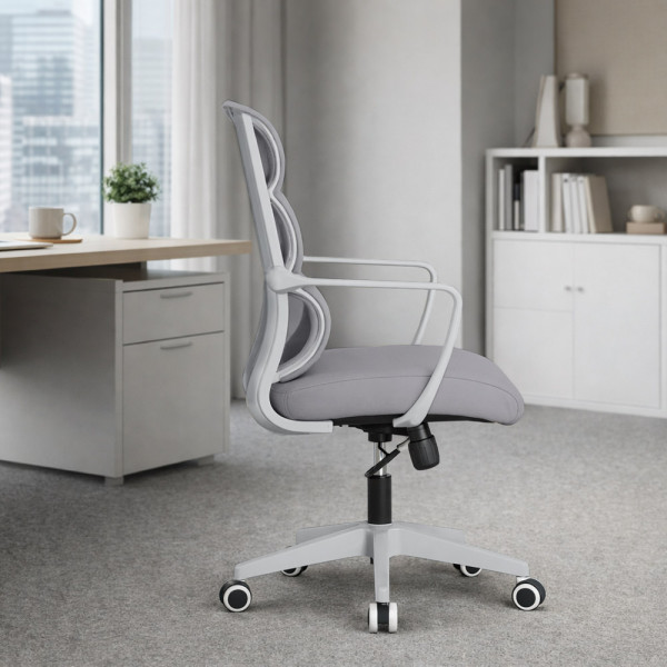 Кресло Mealux Easy Lite Grey (арт. HF-L14 F/G) - спинка сетка/сиденье ткань/серое (коробок-1 шт.)