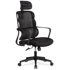Кресло Mealux Easy Black (арт. HF-L15 F/B) - спинка сетка/сиденье ткань/черное (коробок-1 шт.)