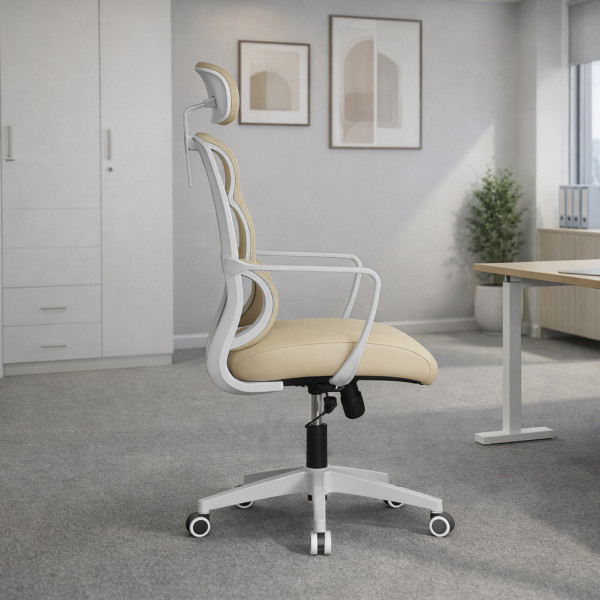 Кресло Mealux Easy Beige (арт. HF-L15 F/BR) - спинка сетка/сиденье ткань/бежевый (коробок-1 шт.)