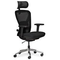 Крісло Mealux Q1 Air Fabric Black (арт HF-Q1 F/B) - спинка сітка / сидіння тканина / колір чорний (коробок-1 шт.)