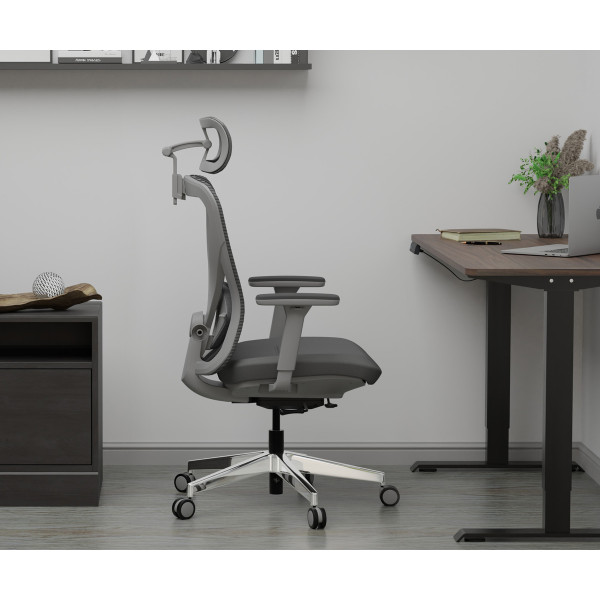 Кресло Mealux Q1 Air Fabric Grey (арт. HF Q-1 F/G) - спинка сетка / сиденье ткань / цвет серый (коробок-1 шт.)