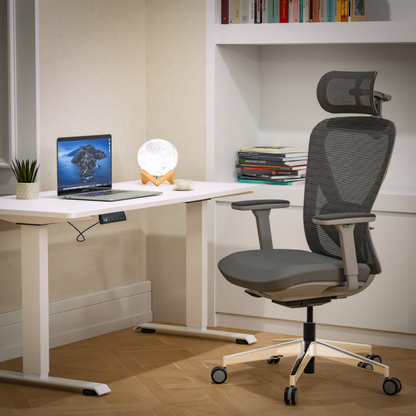 Кресло Mealux Q1 Air Fabric Grey (арт. HF Q-1 F/G) - спинка сетка / сиденье ткань / цвет серый (коробок-1 шт.)