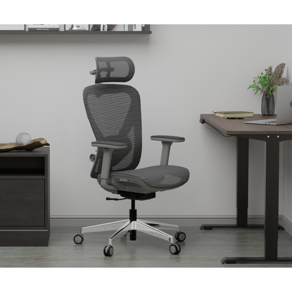 Кресло Mealux Q1 Air Grey (арт. HF Q-1 M/G) - спинка сетка / сиденье сетка / цвет серый (коробок-1 шт.)