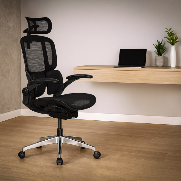Кресло Mealux S202 Air Black (арт. HF-S202 M/B)  - спинка сетка / сиденье сетка / цвет черный (коробок-1 шт.)