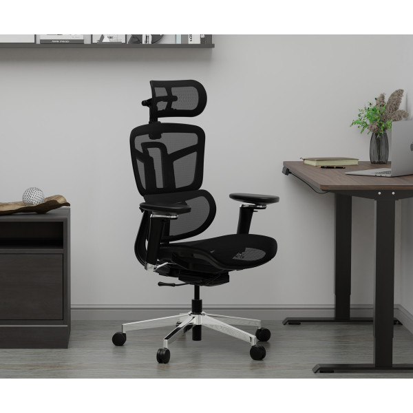 Кресло Mealux S4 Air Black (арт. HF-S4 M/B) - спинка сетка / сиденье сетка / цвет черный (коробок-1 шт.)