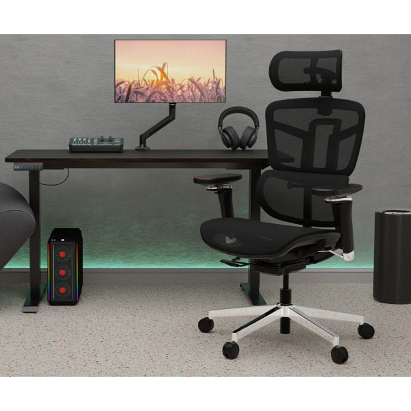 Кресло Mealux S4 Air Black (арт. HF-S4 M/B) - спинка сетка / сиденье сетка / цвет черный (коробок-1 шт.)