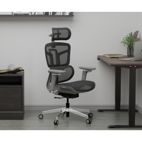 Кресло Mealux S4 Air Grey (арт. HF-S4 M/G) - спинка сетка / сиденье сетка / цвет серый (коробок-1 шт.)