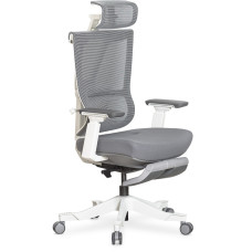 Кресло Mealux S6 Air Fabric Grey White (арт. HF-S6 F/ GW) - спинка сетка / сиденье ткань серая / крестовина белая  (коробок-1 шт.)