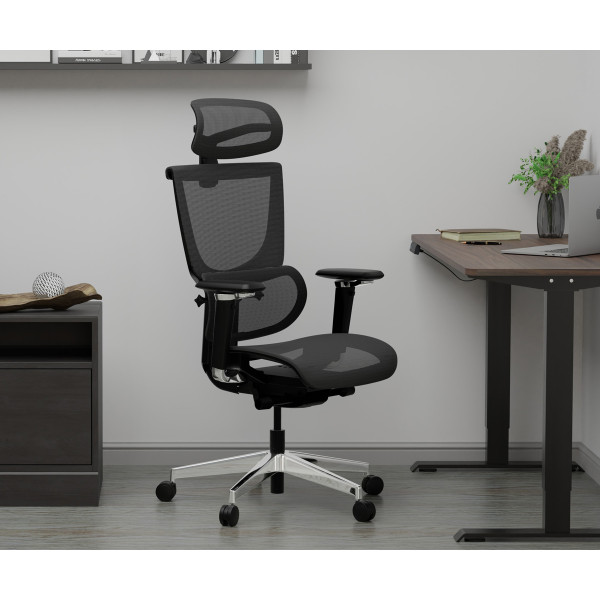 Кресло Mealux S8 Air Black (арт. HF-S8P M/B) - спинка сетка / сиденье сетка / цвет черный (коробок-1 шт.)
