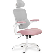 Кресло Mealux T1 Air Fabric Pink (арт HF-T1 F/DP) - спинка сетка серая / сиденье ткань розовая (коробок-1 шт.)