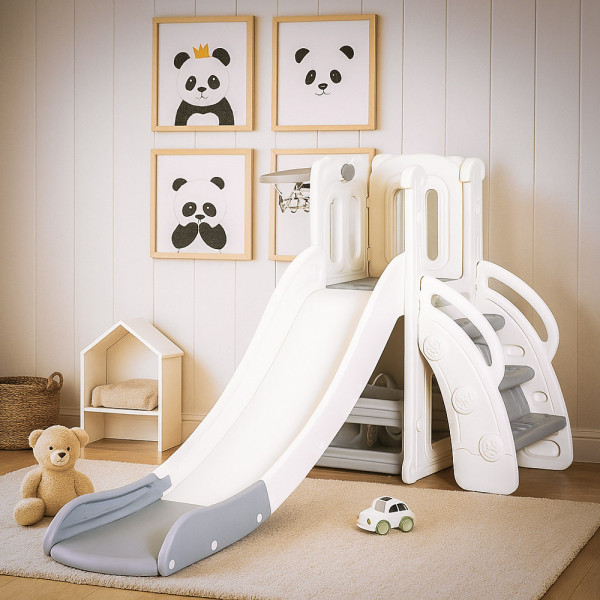 Горка для детей Mealux Merida White/Grey (арт. KD-B011 White/Grey) - цвет пластика белый с серым (коробок 1 шт.)