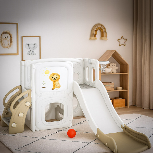 Дитячий ігровий комплекс Mealux Tower White / Brown (арт. KD-B013 White / Brown) - колір пластику білий з коричневим (коробок 1 шт.)