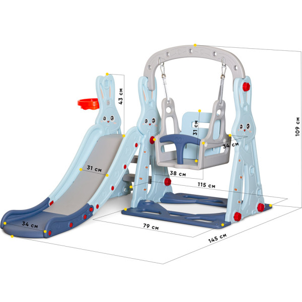 Горка для детей Mealux Bunny (арт. KD-B261 Blue) - цвет голубой (коробок-1 шт.)