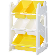 Стелаж Mealux Coral Mini Yellow (арт. KD-E021 Yellow) - цвет пластика белый с желтым (коробок-1 шт.)