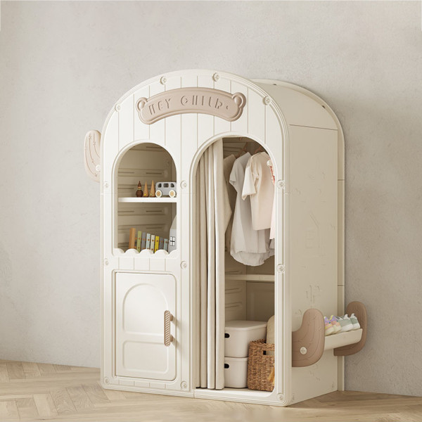 Детский шкаф Mealux  Narnia White (арт. KD-E061 Coffee White) - цвет пластика белый с коричневым (коробок-1 шт.)
