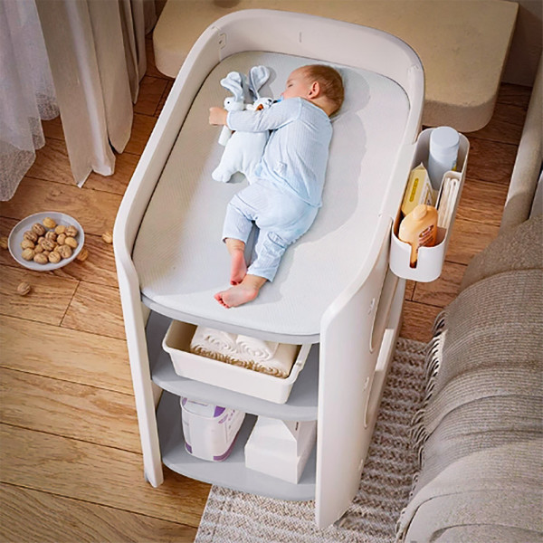 Столик пеленальный Mealux Dora с матрасом (арт. KD-E062 Grey / White + mattress) - пластик белый с серым (коробок 1 шт.)