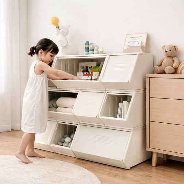 Закрытый стеллаж для игрушек Mealux Boxy S White (арт. KD-E071 White) – цвет пластика белый (коробок-1 шт.)