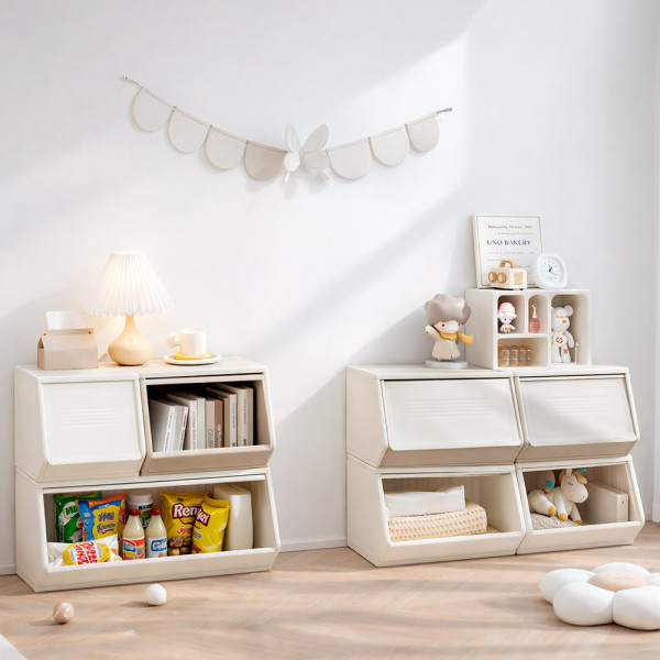 Закрытый стеллаж для игрушек Mealux Boxy L White (арт. KD-E073 White) – цвет пластика белый (коробок-1 шт.)