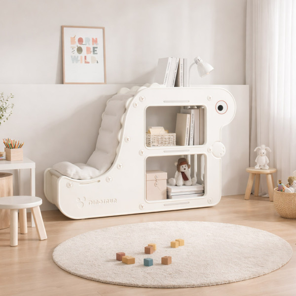 Стеллаж Mealux Dinosaur White (арт. KD-E082 White) – цвет пластика белый (коробок-1 шт.)
