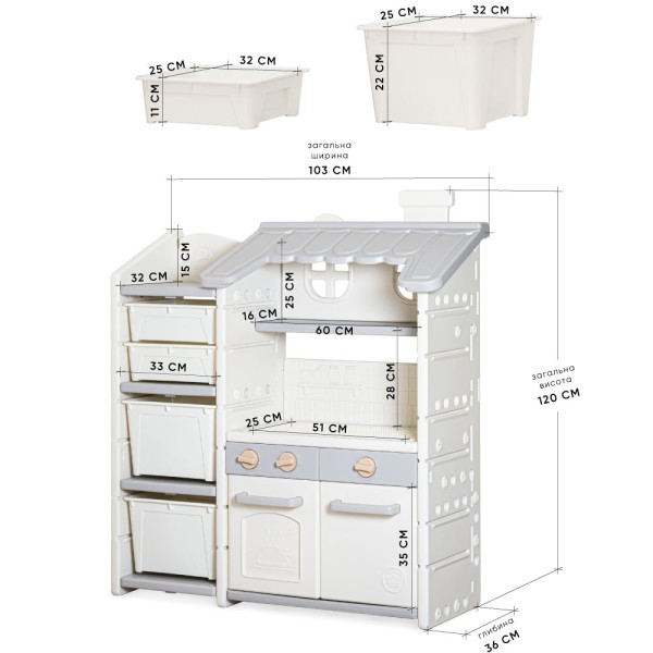 Стеллаж Mealux Chef White/Gray (арт. KD-E153 White/Gray) - цвет пластика белый с серым (коробок 1 шт.)
