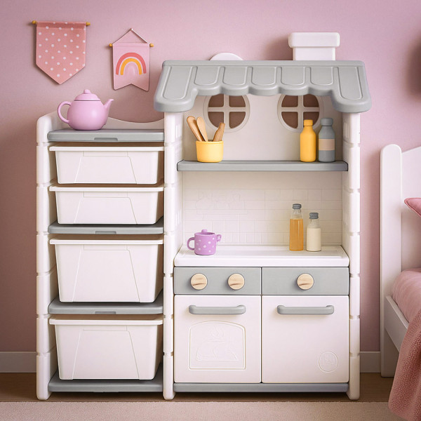 Стеллаж Mealux Chef White/Gray (арт. KD-E153 White/Gray) - цвет пластика белый с серым (коробок 1 шт.)