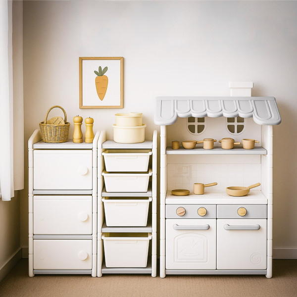 Стеллаж Mealux Master Chef White/Gray  (арт. KD-E154 White/Gray) - цвет пластика белый с серым (коробок 1 шт.)