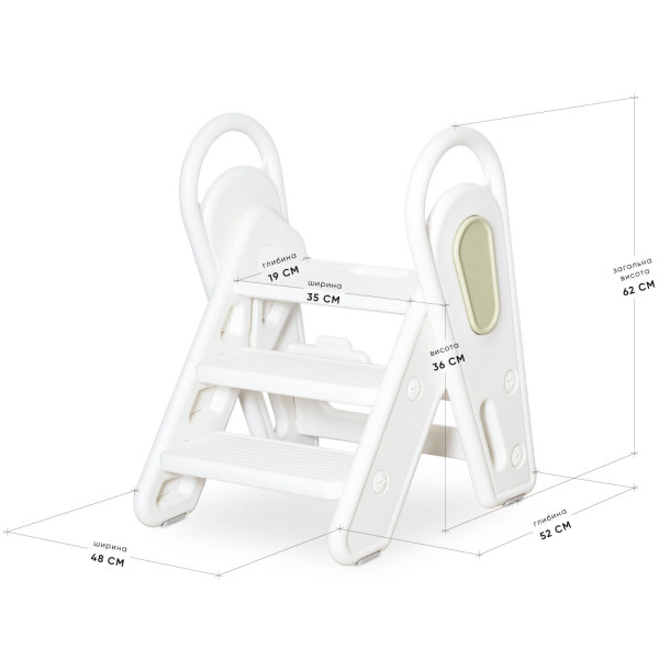 Дитяча сходинка Mealux Riso White / Green (арт.KD-F011 White/Green) - колір білий з зеленим (коробок-1шт.)
