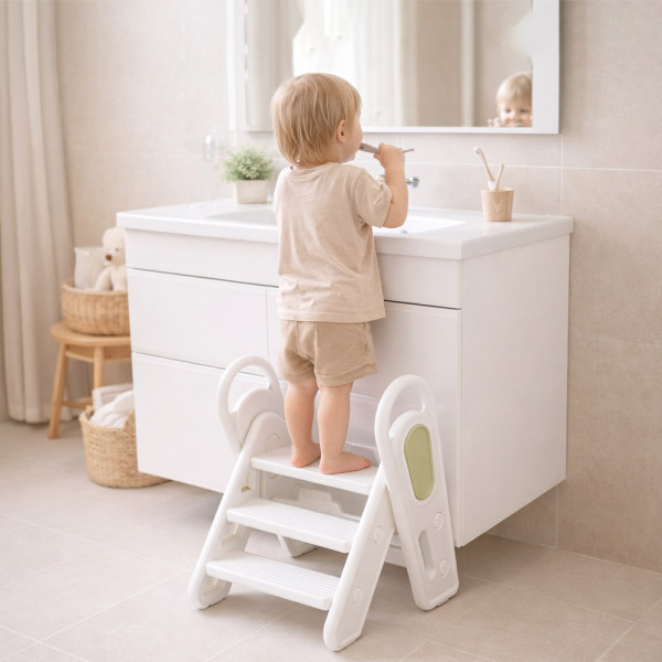 Дитяча сходинка Mealux Riso White / Green (арт.KD-F011 White/Green) - колір білий з зеленим (коробок-1шт.)
