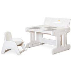 Детский комплект Mealux Kris White (арт. KD-F032 White) - столик и стульчик / пластик белый с серым (коробок-2 шт.)