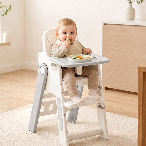 Стульчик для кормления Mealux Feedo White/Grey (арт. KD-F033 White/Grey) - цвет пластика бело-серый (коробок-1 шт.)