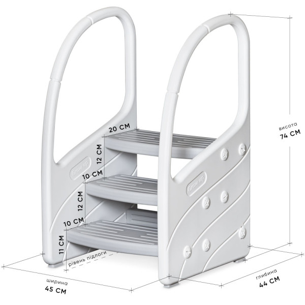 Дитяча сходинка Mealux Kiko White (арт. KD-F041-2 White) - колір пластику білий з сірим (коробок-1 шт.)