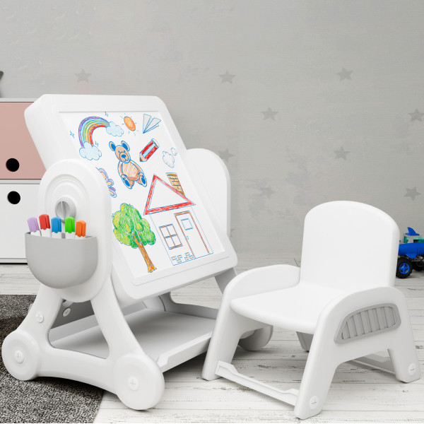 Дитячий комплект Mealux Robin (арт. KD-F051 White / Grey) - столик та стільчик/пластик сірий з білим (коробок-1 шт.)