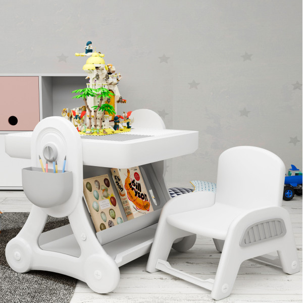 Дитячий комплект Mealux Robin (арт. KD-F051 White / Grey) - столик та стільчик/пластик сірий з білим (коробок-1 шт.)