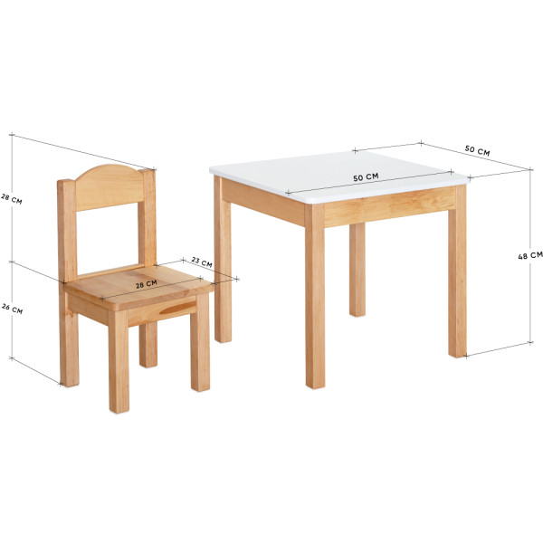 Детский комплект (столик+ стульчик) Mealux KD-S96 Wood (арт.KD-S96 Wood) - каркас дерево / столешница белая (коробок 2 шт. )