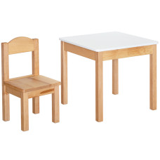 Детский комплект (столик+ стульчик) Mealux KD-S96 Wood (арт.KD-S96 Wood) - каркас дерево / столешница белая (коробок 2 шт. )