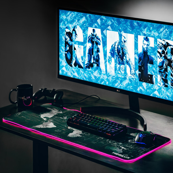 Геймерський килимок Mealux RGB V02 для миші (арт. Mousepad 800x300x4mm RGB V02) - з підсвіткою (rкоробок 1 шт.)