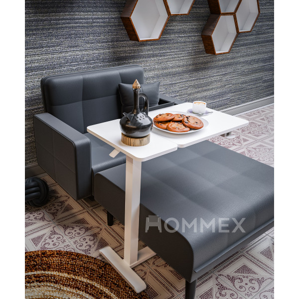 Стіл Hommex Mobidesk Duo USB White (арт. ТН-010-2 White) - стільниця біла / ніжки білі (коробок 1 шт.)