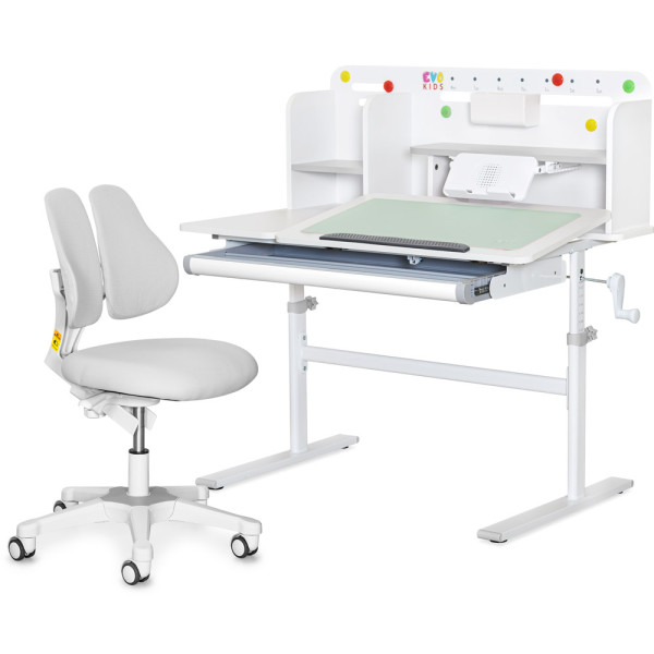 Комплект парта Evo-кids TH-230 Grey + кресло Evo-kids Mio Lite G (арт.TH-230 W/G + Y-208 G) - обивка серая / накладки на ножках серые (коробок-2 шт.)