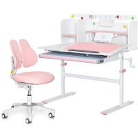 Комплект парта Evo-кids TH-230 Pink + крісло Evo-kids Mio Lite Pink (арт.TH-230 W/PN + Y-208 KP) - оббивка рожева / накладки на ніжках рожеві (коробок-2 шт.)