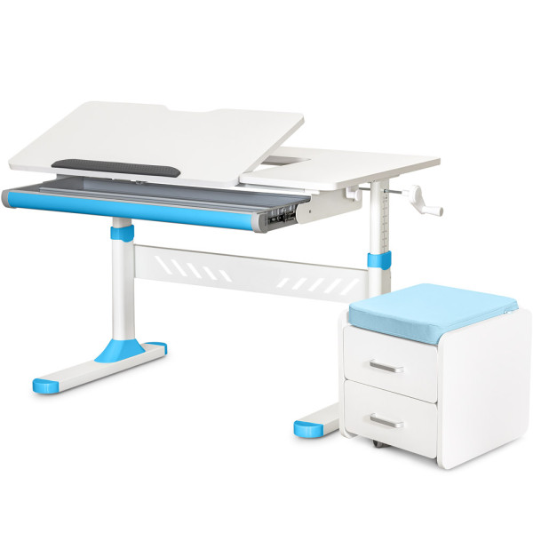 Комплект (S) ErgoKids TH-310 Blue (парта + тумба) (арт.TH-310 + BD C3_ BLUE) - накладки голубые / обивка голубая (коробок-2 шт.)