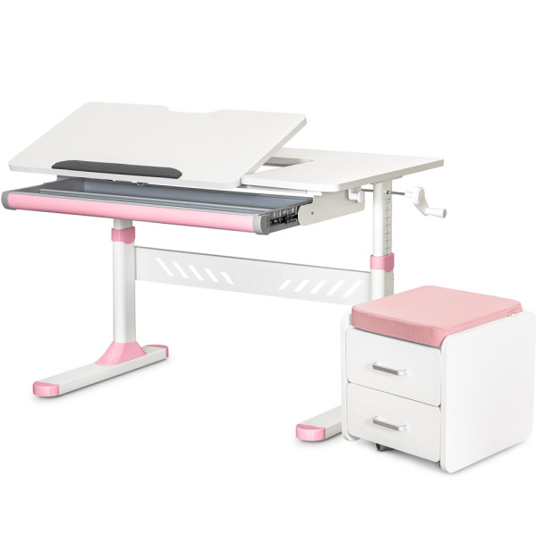 Комплект (S) ErgoKids TH-310 Pink (парта + тумба) (арт.TH-310 + BD C3_PINK) - накладки розовые / обивка розовая (коробок 2 шт.)