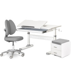 Комплект (L) Evo-кids TH-310 Grey (парта + крісло + тумба) (арт. TH-310 + Y-412 Lite + BD C3_GREY) - накладки сірі / оббивка сіра (коробок 3 шт.)