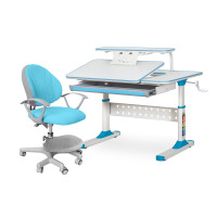 Комплект стіл Evo-Kids TH-320 Blue + крісло Evo-kids Mio KBL (арт. TH-320 W/BL + Y-407 KBL) - оббивка блакитна / накладки на ніжках блакитні (коробок-2 шт.)