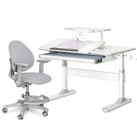 Комплект стол Ergokids TH-320 Grey + кресло Evo-kids Mio G (арт. TH-320 W/G + Y-407 G) - обивка серая / накладки на ножках серые (коробок-2 шт.)